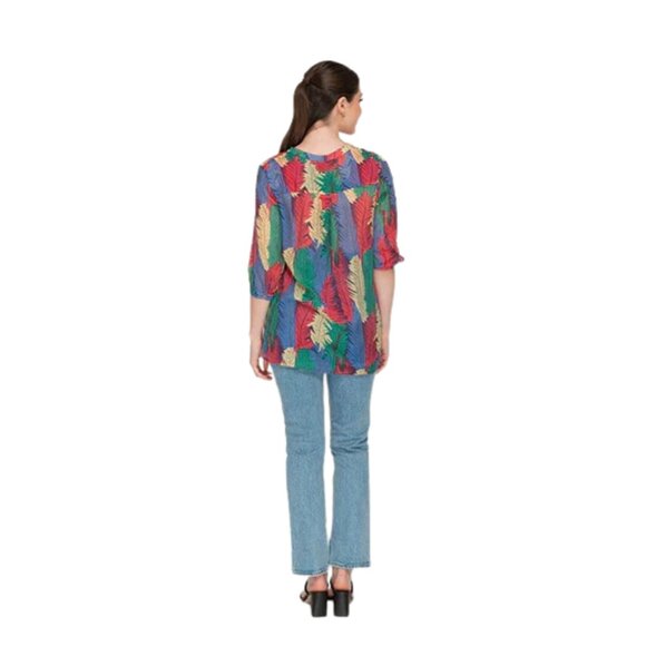 Leaf Patterned Button Top For Womens - Picture 3 of 3